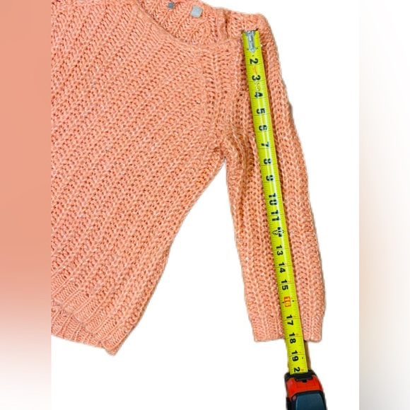 Anthropologie KNITTED & KNOTTED Sunstitch Pullover Sweater Peach XS EUC - Picture 11 of 13